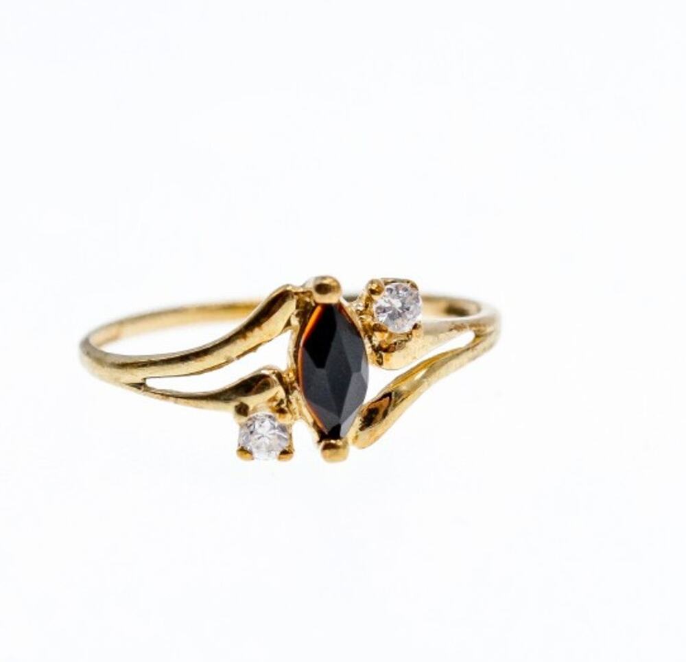 10K Yellow Gold Spinel & White Topaz Ring Size 5.5